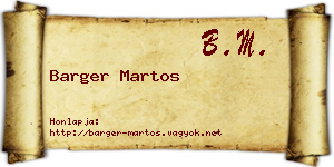 Barger Martos névjegykártya